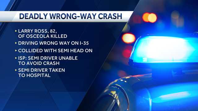Osceola man killed in wrong-way crash on Interstate 35 - Vimarsana News