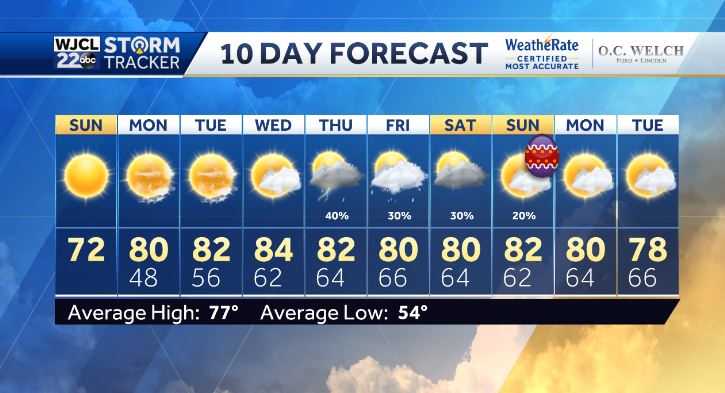 Sunny Sunday with milder temperatures - WJCL