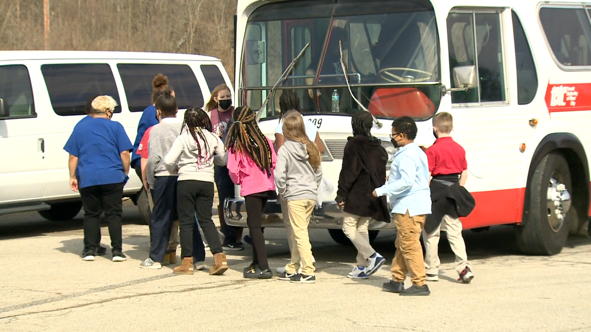 70s TARC bus brought to Louisville elementary school