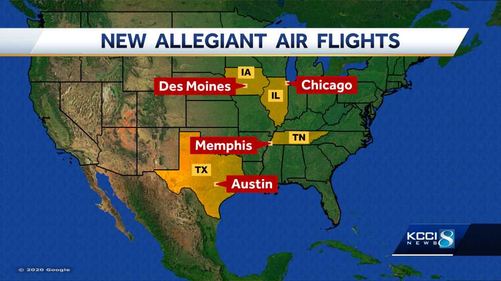 Allegiant to offer 3 more direct flights from Des Moines