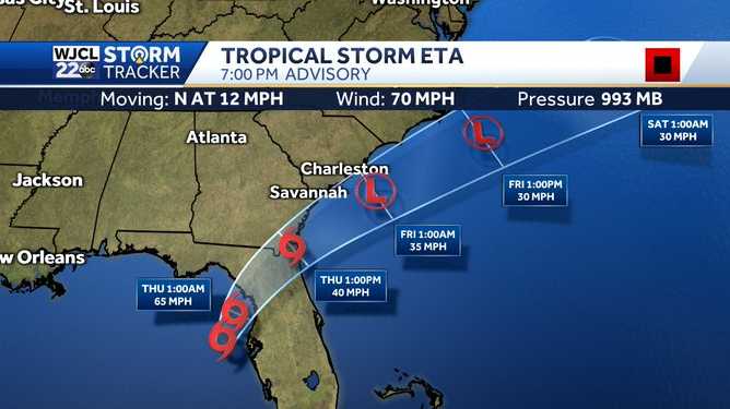 Coastal Georgia, Lowcountry likely to see impacts from Tropical Storm Eta