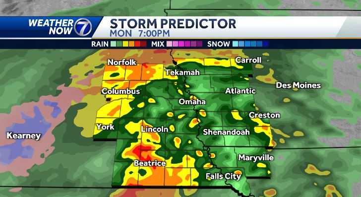 Omaha weather forecast Rain projected throughout Monday