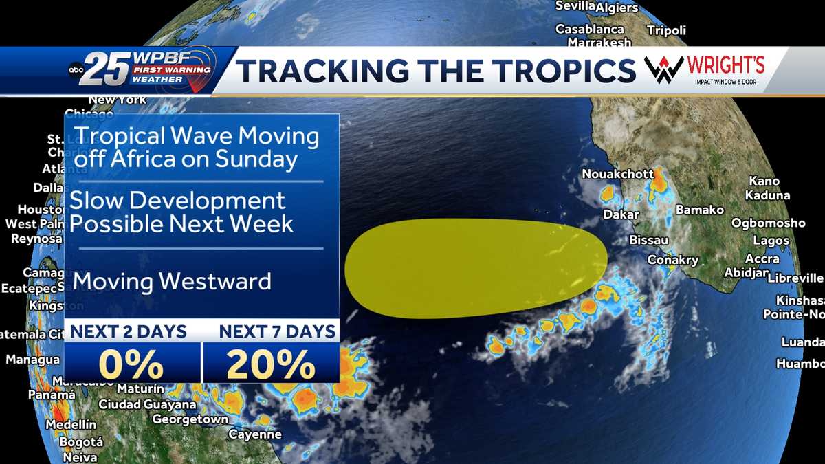Tropical wave forecast to emerge off west coast of Africa Sunday