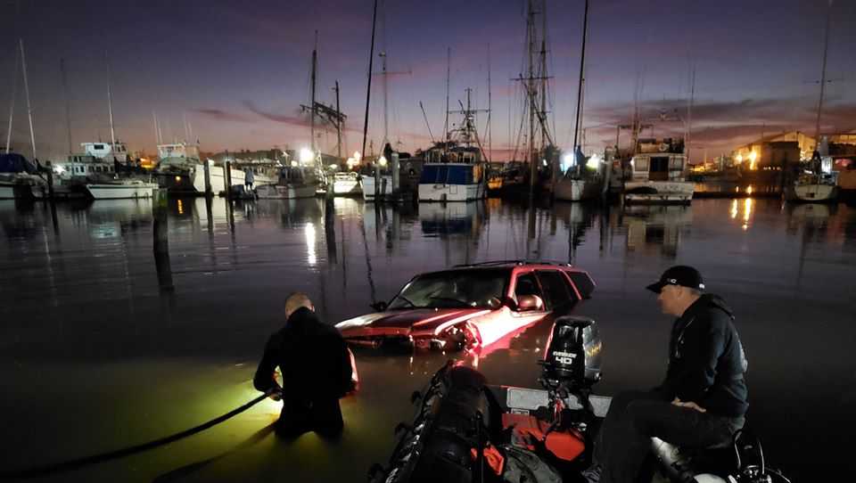 MOSS LANDING Car pulled out of Moss Landing Harbor, crashed after driving off Highway 1