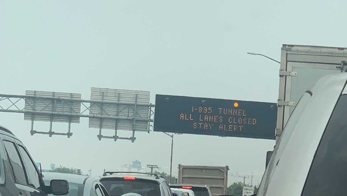 Northbound I895 lanes closed at Harbor Tunnel