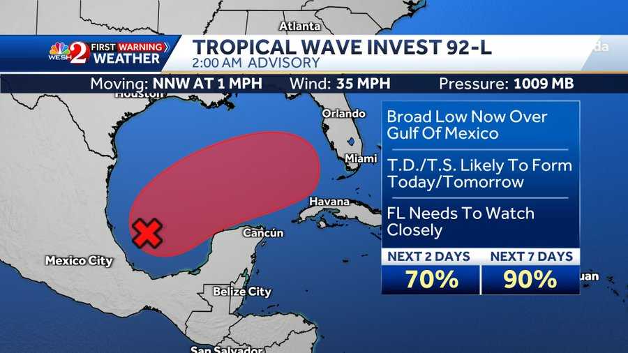 Invest 92L forms in Gulf of Mexico; Florida could see heavy rain