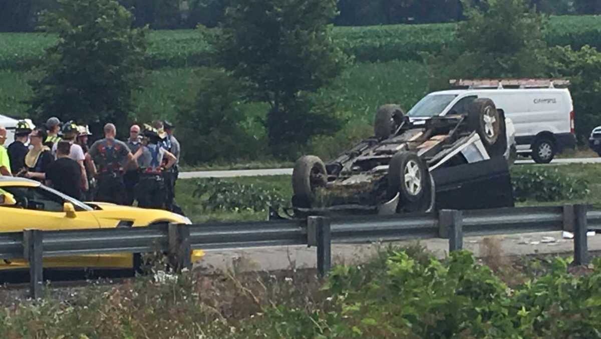 Car goes airborne, overturns on Route 283 in Lancaster County