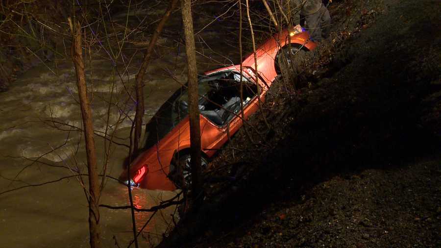 Car ends up in creek following crash in Washington County