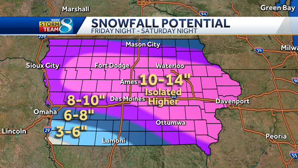 iowa snow total forecast