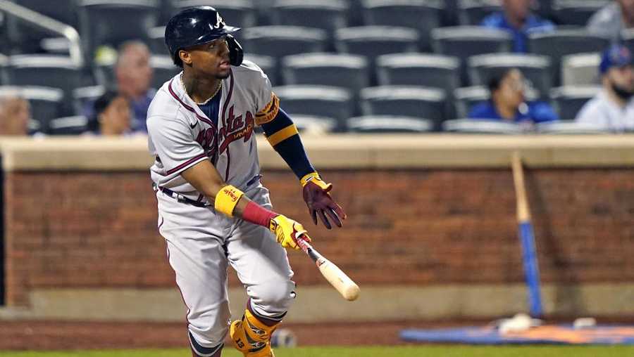 This is a 2021 photo of Ronald Acuna Jr. of the Atlanta Braves