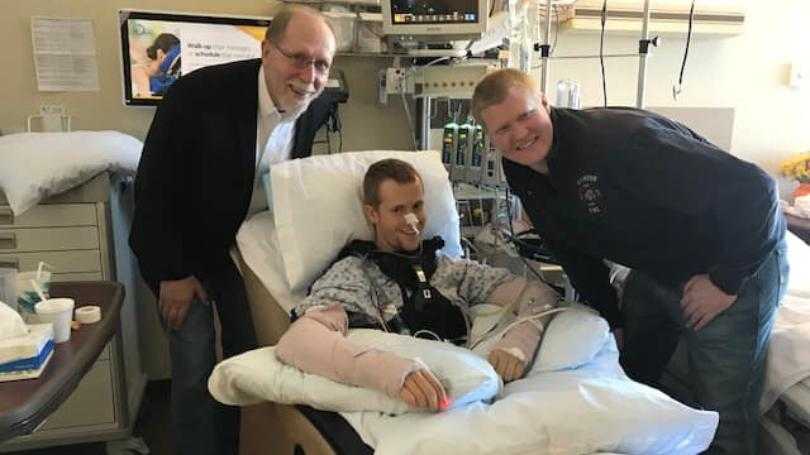 Firefighter Adam Cain 'improving' following Clinton explosion