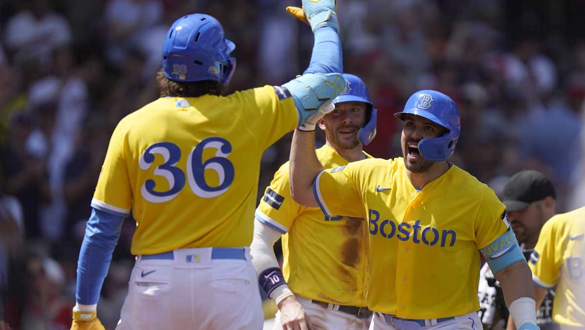 red sox yellow and blue uniforms