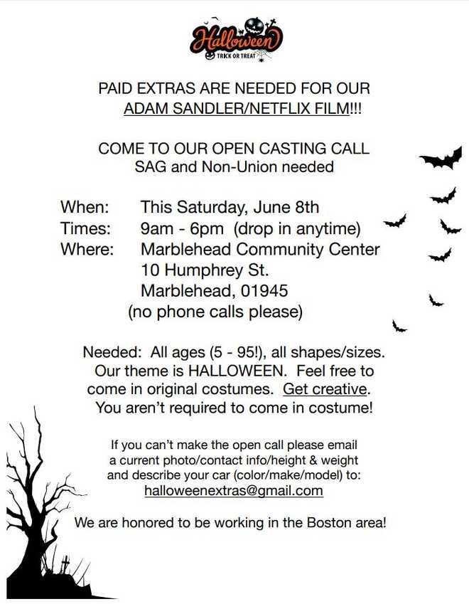 halloween 2020 casting call New Adam Sandler Movie Holding Open Casting Call This Weekend halloween 2020 casting call