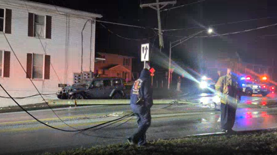 Driver of Jeep injured after crashing into pole, knocking down a ...