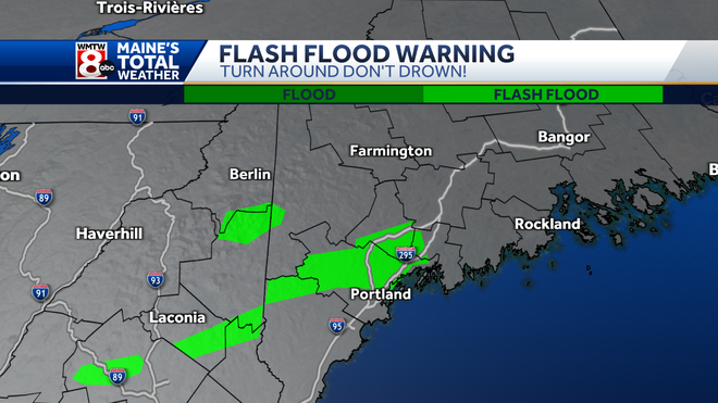 Downpours leading to flash flooding across southern Maine