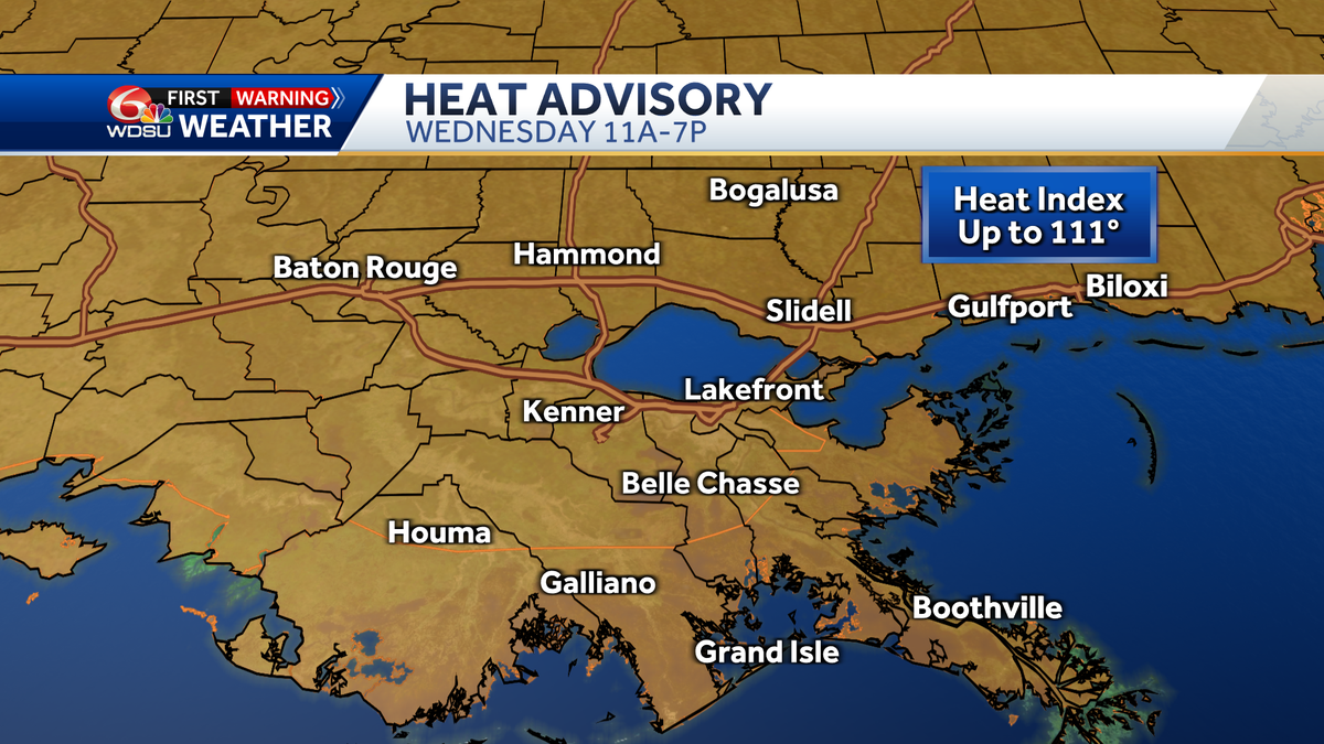 Heat advisory Tuesday, and again Wednesday