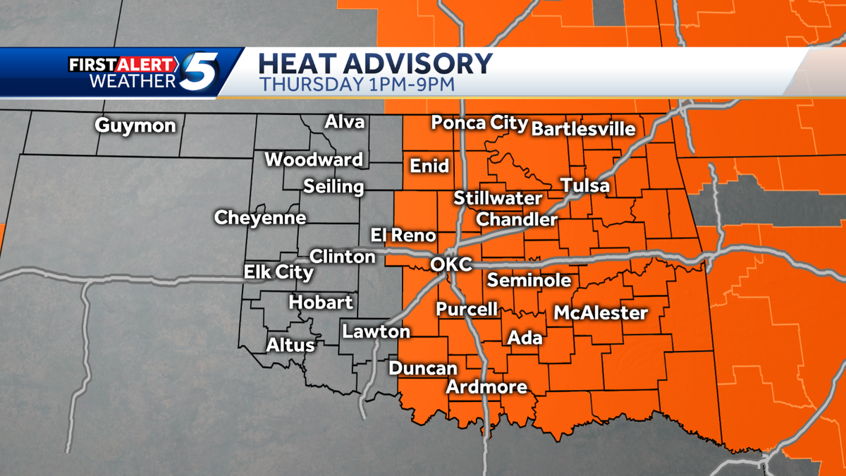 Heat advisory issued for central Oklahoma; Dangerous heat expected