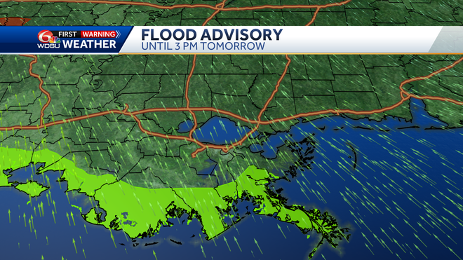 Rain moving in overnight, coastal flood advisory Tuesday