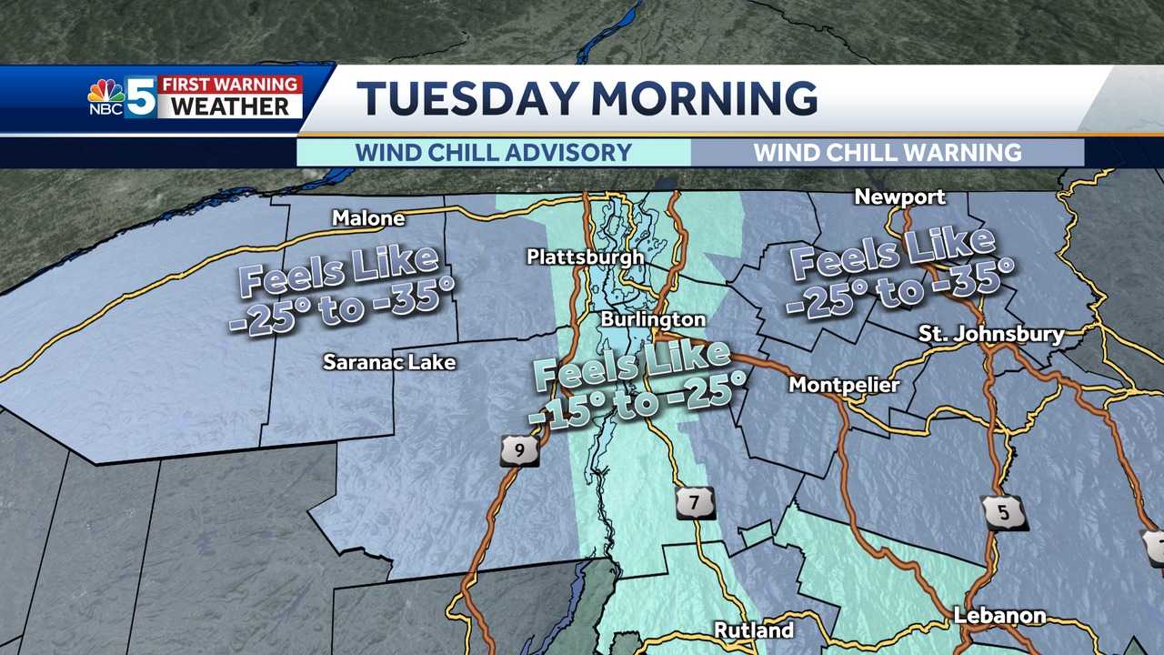 Vermont Weather: Arctic Air To Bring Subzero Wind Chills Tuesday