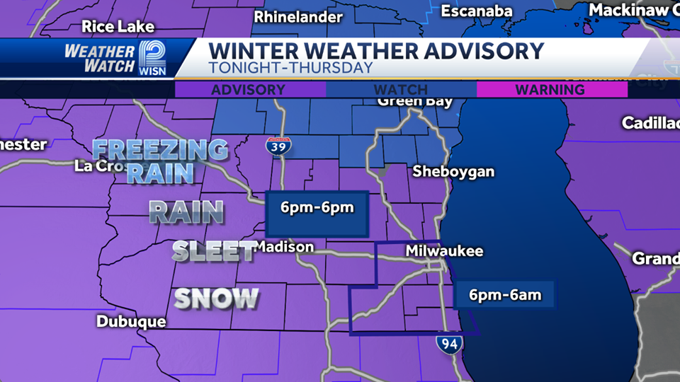Another winter weather advisory issued for Wednesday night into Thursday