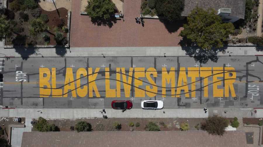 "black lives matter" mural vandalized in santa cruz
