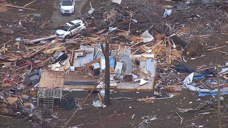 Aerial video: Devastation in KY; scores feared dead in tornadoes