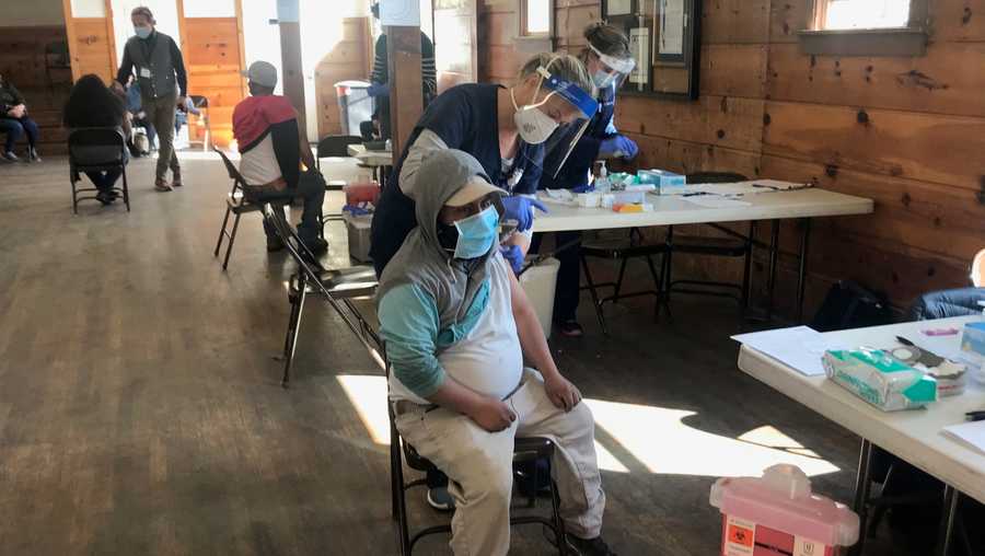 FILE -- Ag workers receive the COVID-19 vaccine in Santa Cruz County.