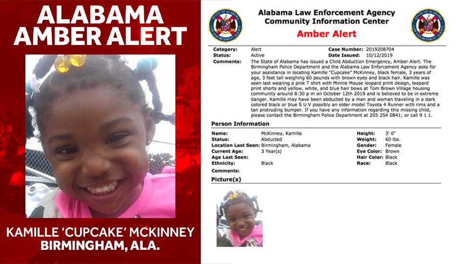 AMBER ALERT 3yearold girl kidnapped in Birmingham