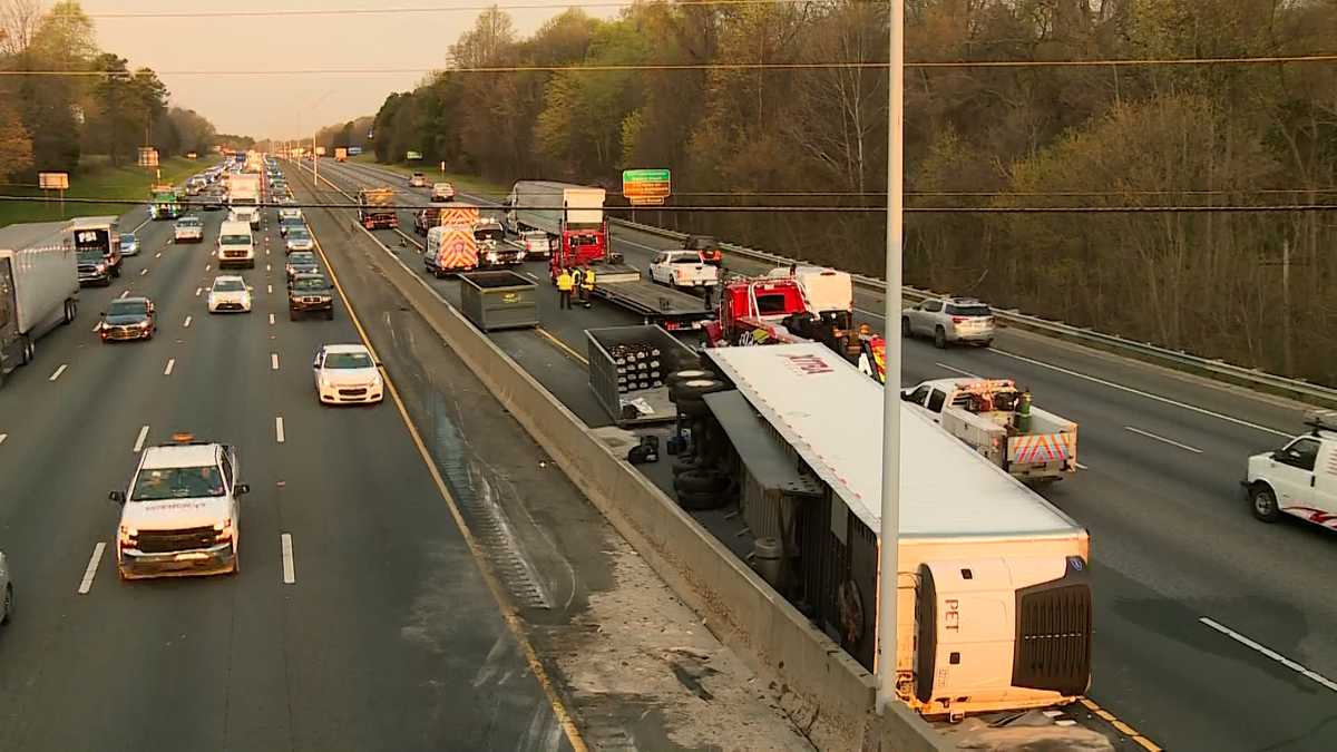 Dairy truck crashes into median on I-40 in Alamance County; Driver seriously injured