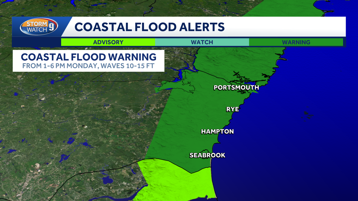 Coastal flood warning posted for New Hampshire coastline during Monday nor'easter