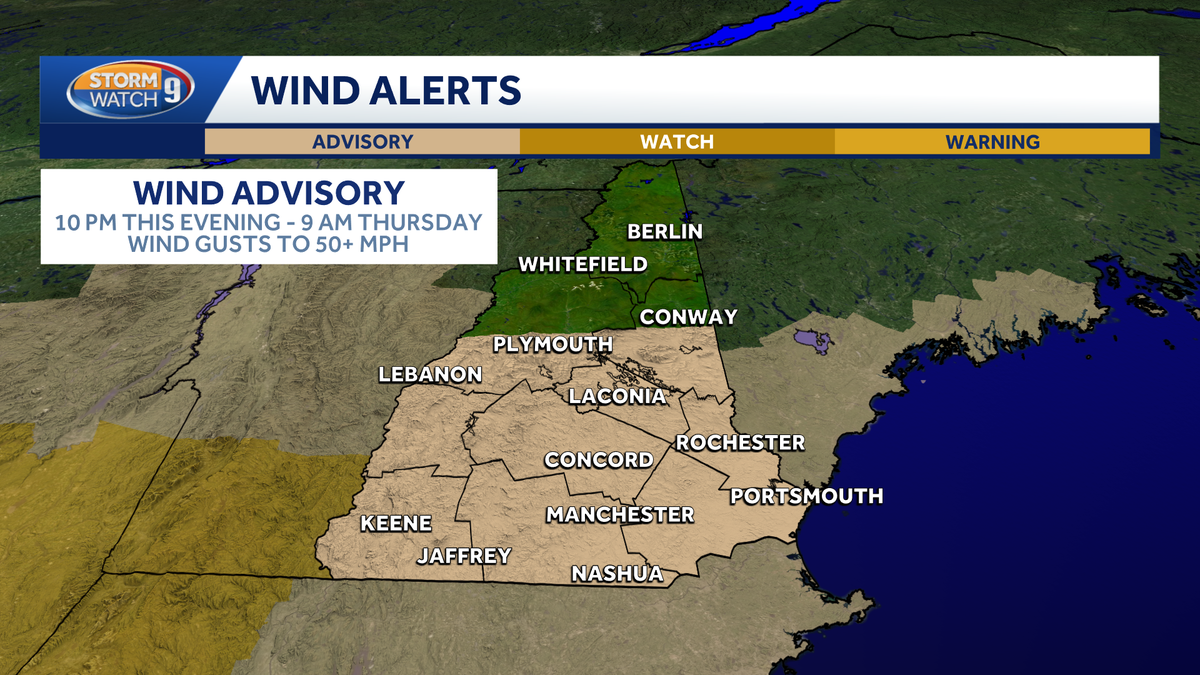 Wind advisory issued for parts of New Hampshire; Snow likely in northern areas