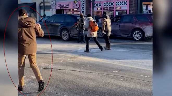 Photo shows one minute before shooting.