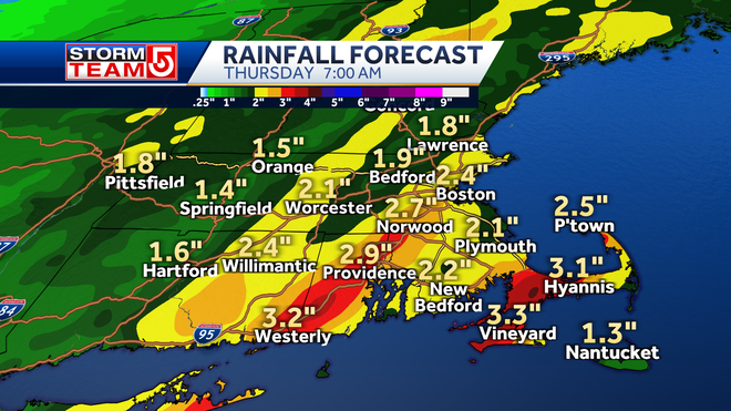 Model forecast: Precipitation on Wednesday