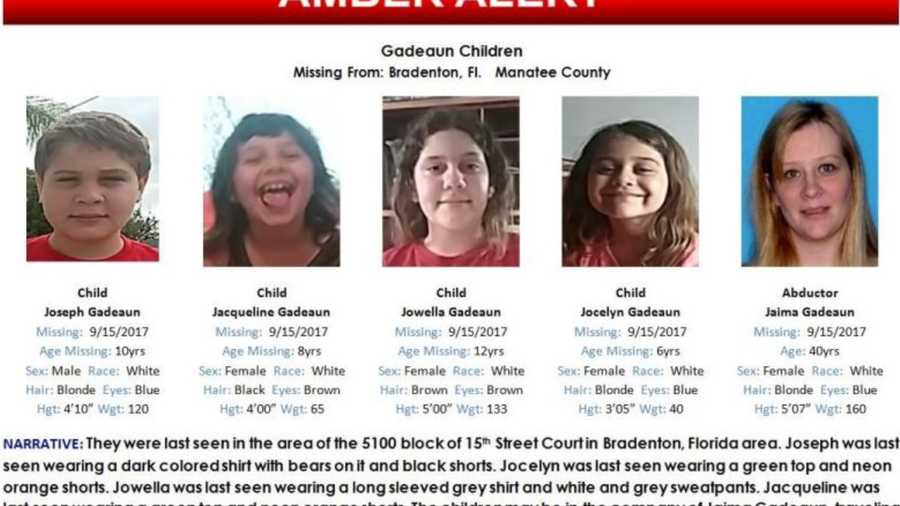 Amber Alert cancelled for 4 Florida children