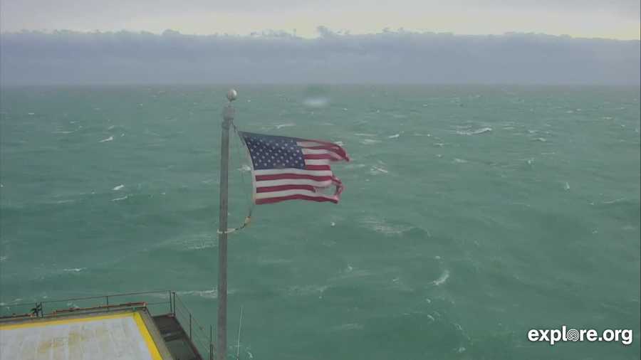 The American flag flying on a former Coast Guard light station off the coast of North Carolina has made it through Hurricane Dorian.