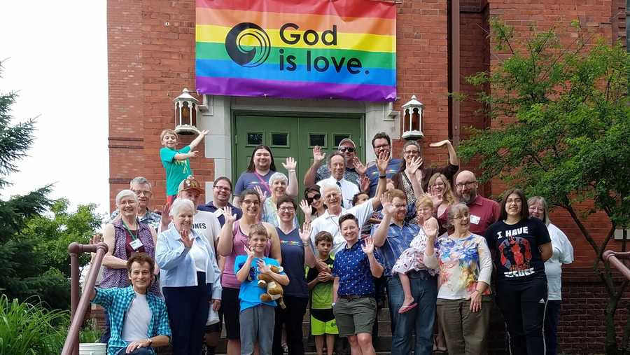 Ames United Church of Christ hangs new LGBTQ pride banner