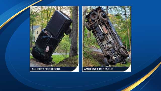 Pickup truck found leaning against tree in Amherst, NH - Vimarsana News