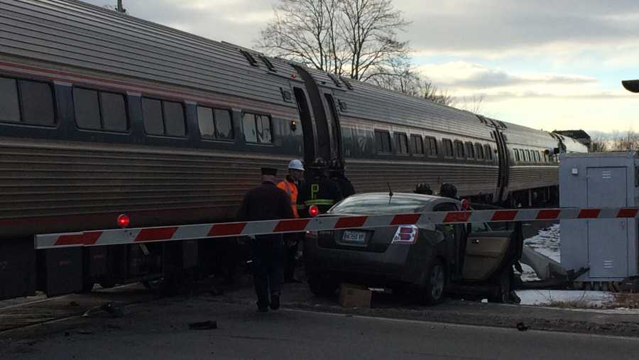 Downeaster delays reported after Amtrak train hits car in Maine