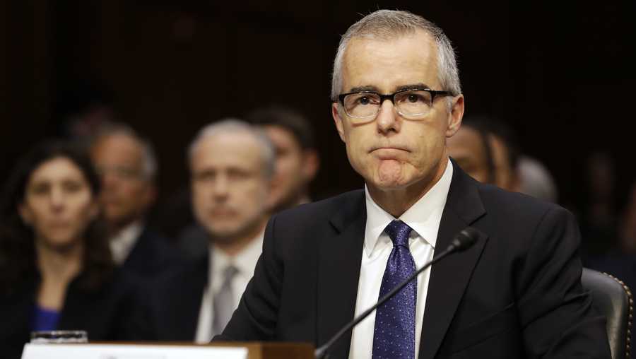 Acting FBI Director Andrew McCabe listens on Capitol Hill in Washington, Thursday, May 11, 2017, while testifying before a Senate Intelligence Committee hearing on major threats facing the U.S.