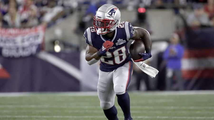 New England Patriots running back James White runs after catching a pass from wide receiver Julian Edelman in the first half an NFL football game against the New England Patriots, Sunday, Sept. 8, 2019, in Foxborough, Mass. (AP Photo/Elise Amendola)