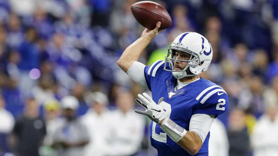 Indianapolis Colts quarterback Brian Hoyer throws against the Miami Dolphins during the first half of an NFL football game in Indianapolis, Sunday, Nov. 10, 2019. (AP Photo/Darron Cummings)