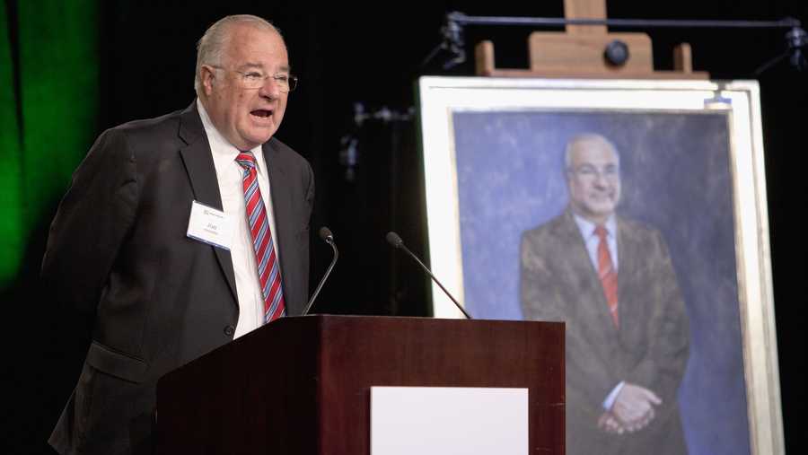 Online brokerage TD Ameritrade founder Joe Ricketts speaks Tuesday, Feb. 14, 2012, during a ceremonial unveiling of his portrait which will hang in company headquarters in Omaha, Neb. At it's annual shareholders meeting, TD Ameritrade paid tribute to it's founder Joe Ricketts, who stepped down from the company's board last fall. (AP Photo/Nati Harnik)