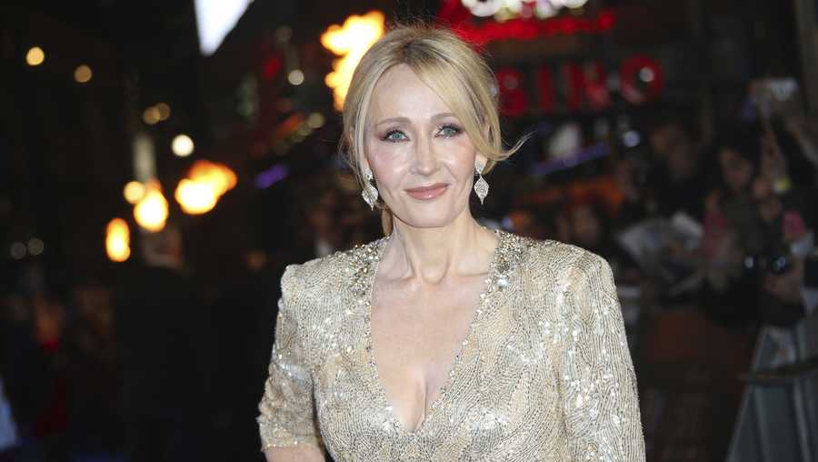 Author J.K. Rowling poses for photographers upon arrival at the premiere of the film 'Fantastic Beasts And Where To Find Them' in London, Tuesday, Nov. 15, 2016.