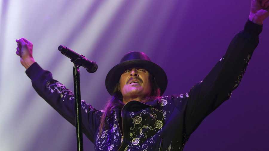 Kid Rock performs at the Infinite Energy Arena on Friday, February 9, 2018, in Atlanta. (Photo by Robb Cohen/Invision/AP)