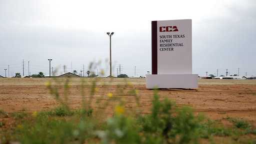 This  file photo shows a sign at the entrance to the South Texas Family Residential Center in Dilley, Texas.