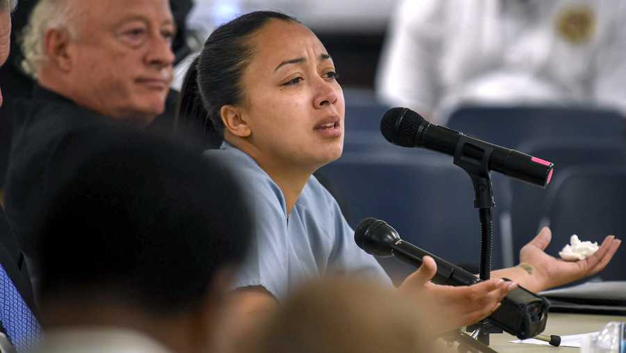 File- This May 23, 2018, file photo shows Cyntoia Brown appearing in court during her clemency hearing at the Tennessee Prison for Women in Nashville, Tenn. Several Democratic Tennessee lawmakers are urging Republican Gov. Bill Haslam to grant clemency to a woman convicted of first-degree murder as a teen.
  Newly elected Nashville Sen. Brenda Gilmore led a group Friday, Dec. 14, 2018, calling for 30-year-old Brown’s freedom. (Lacy Atkins/The Tennessean via AP, Pool, File)
