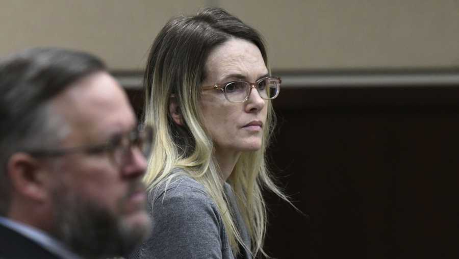 FILE - In this Wednesday, Dec. 12, 2018 file photo, defendant Denise Williams listens during her trial for the murder of her husband Mike Williams, in Tallahassee, Fla. After a spellbinding five-day trial that featured tales of infidelity, a multimillion dollar insurance payout and family dysfunction, a jury on Friday, Dec. 14, convicted Williams of helping mastermind the killing of her husband nearly two decades ago. The 48-year-old Williams was found guilty after testimony by a key witness in the case, the man who shot her husband Mike Williams on a cold December morning on a large lake west of Tallahassee.