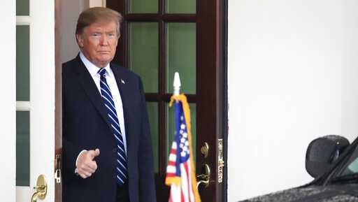 President Donald Trump gestures as visiting Austrian Chancellor Sebastian Kurz leaves the White House in Washington following their meeting, Wednesday, Feb. 20, 2019.