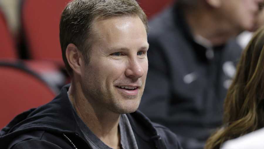 Former Chicago Bulls coach Fred Hoiberg attends the first round men's college basketball game between Michigan State and Bradley at the NCAA Tournament in Des Moines, Iowa, Thursday, March 21, 2019. (AP Photo/Nati Harnik)