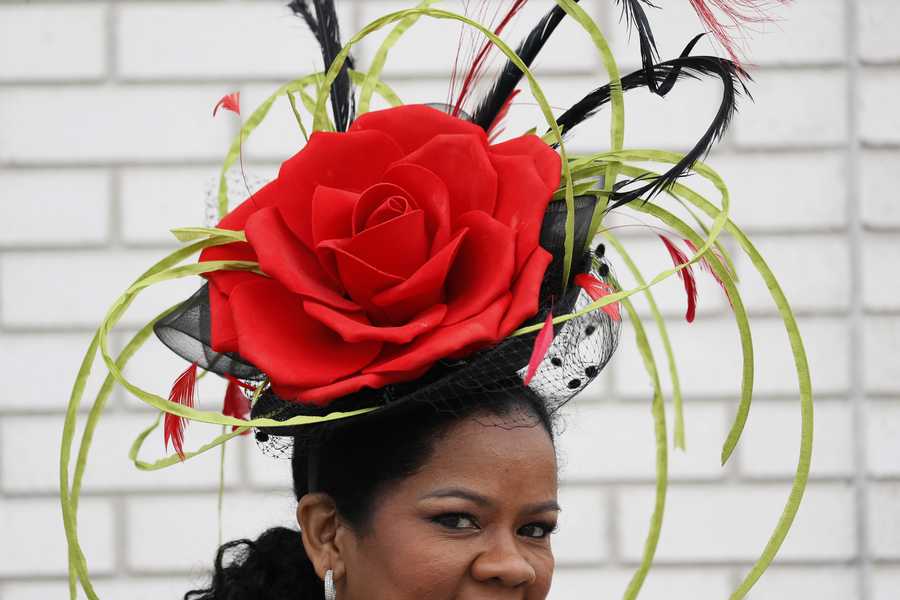 A woman wears a hat during the 145th running of the Kentucky Derby horse race at Churchill Downs Saturday, May 4, 2019, in Louisville, Ky. (AP Photo/John Minchillo) A woman wears a hat during the 145th running of the Kentucky Derby horse race at Churchill Downs Saturday, May 4, 2019, in Louisville, Ky. (AP Photo/John Minchillo)
